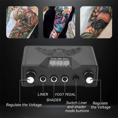 ATOMUS Tattoo Dual Digital Power Supply with Foot Pedal 2 Clip Cords