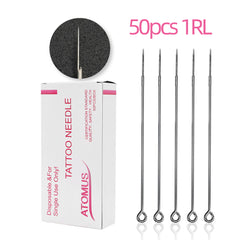 ATOMUS 1201RL Tattoo Traditional Needle 50pcs - Round Liners #12 0.35mm