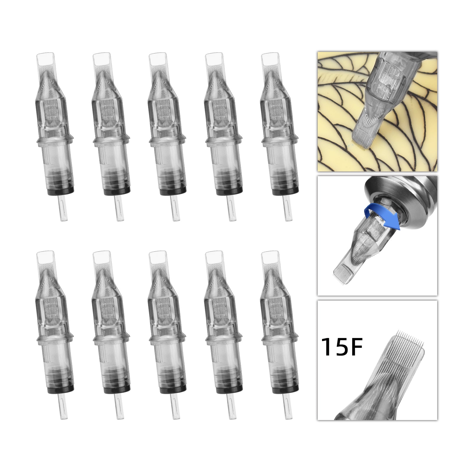 ATOMUS Tattoo Cartridge Needle 10pcs -Standard Flat Shader #12 0.35mm F Series