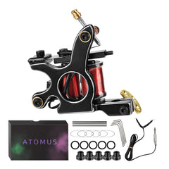 ATOMUS Tattoo Coil Machine Gun 10 Wraps Coil Liner Shader Zinc Alloy Frame for Tattoo Beginners Starters