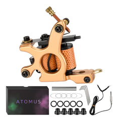 ATOMUS Tattoo Coil Machine Gun 10 Wraps Coil Liner Shader Aluminium Alloy Frame for Tattoo Beginners Starters