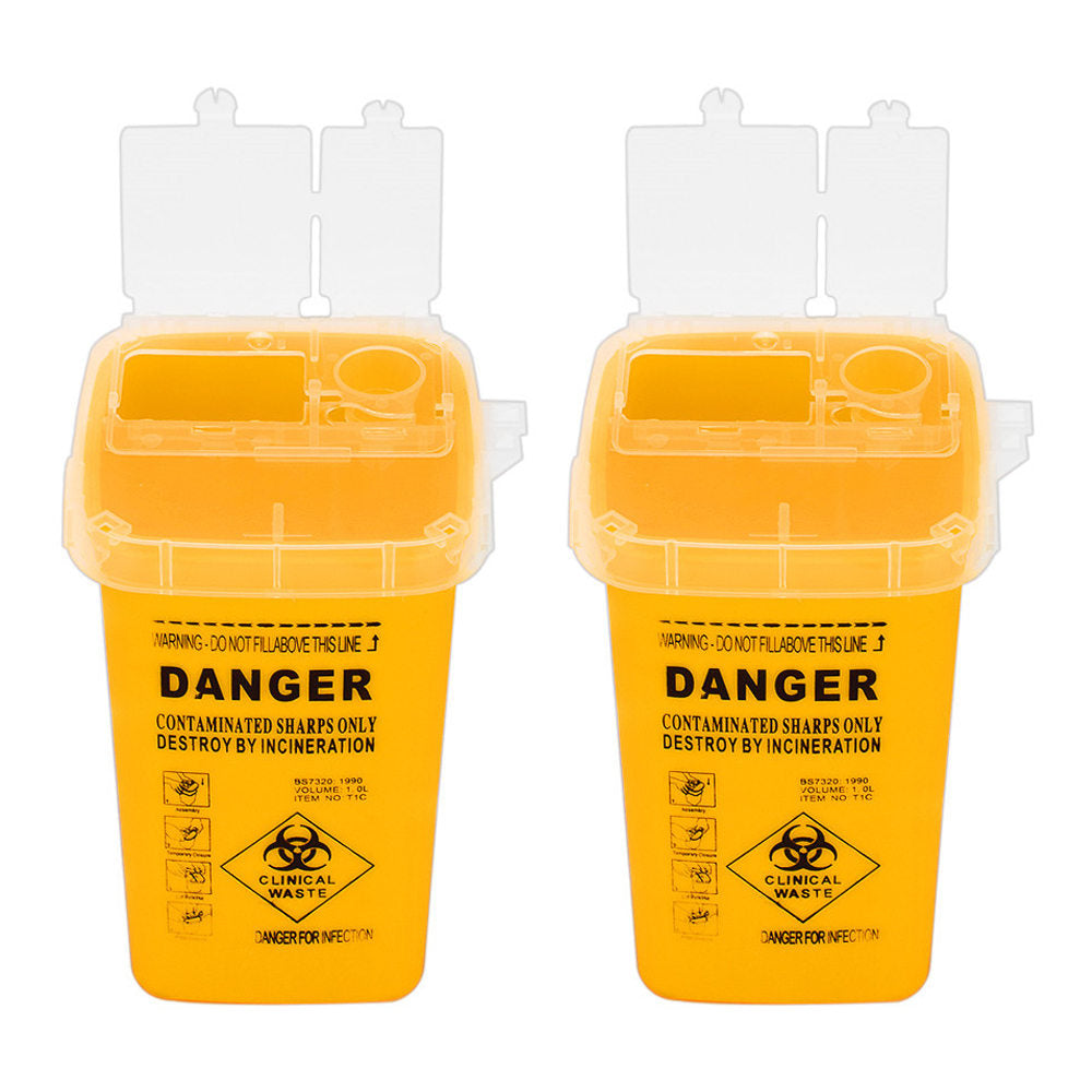 ATOMUS Tattoo Needle Disposal Bucket 2pcs Sharps Collection Bucket for Plastic Waste Storage in Tattooing