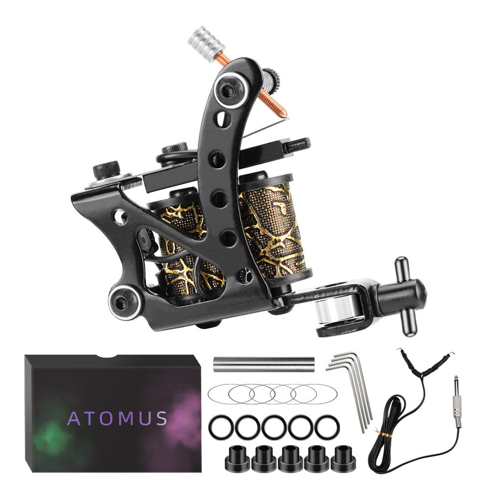 ATOMUS Tattoo Coil Machine Gun 8 Wraps Coil Liner Shader Iron Frame for Tattoo Beginners Starters