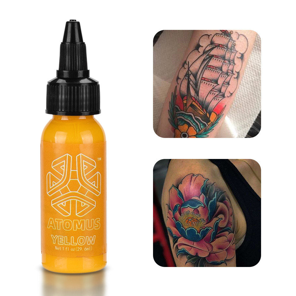 ATOMUS Yellow Practice Tattoo Ink-1oz 29.6ml for Practice Skin Natural Plant Pigment Supply