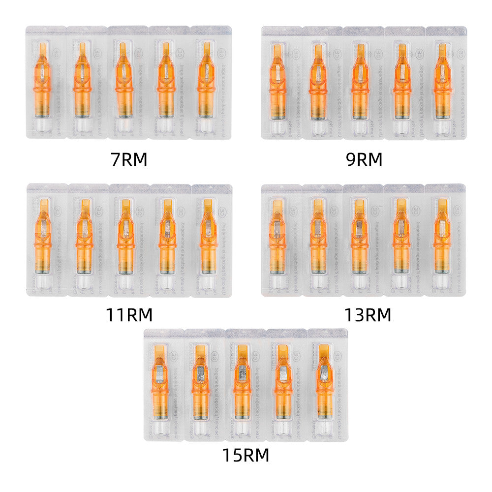 ATOMUS Tattoo Cartridge Needle 50pcs 1207RM 1209RM 1211RM 1213RM 1215RM -Standard Round Curved Magnum #12 0.35mm Mix RM Series