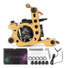 ATOMUS Tattoo Coil Machine Gun 10 Wraps Coil Liner Shader Aluminium Alloy Frame for Tattoo Beginners Starters