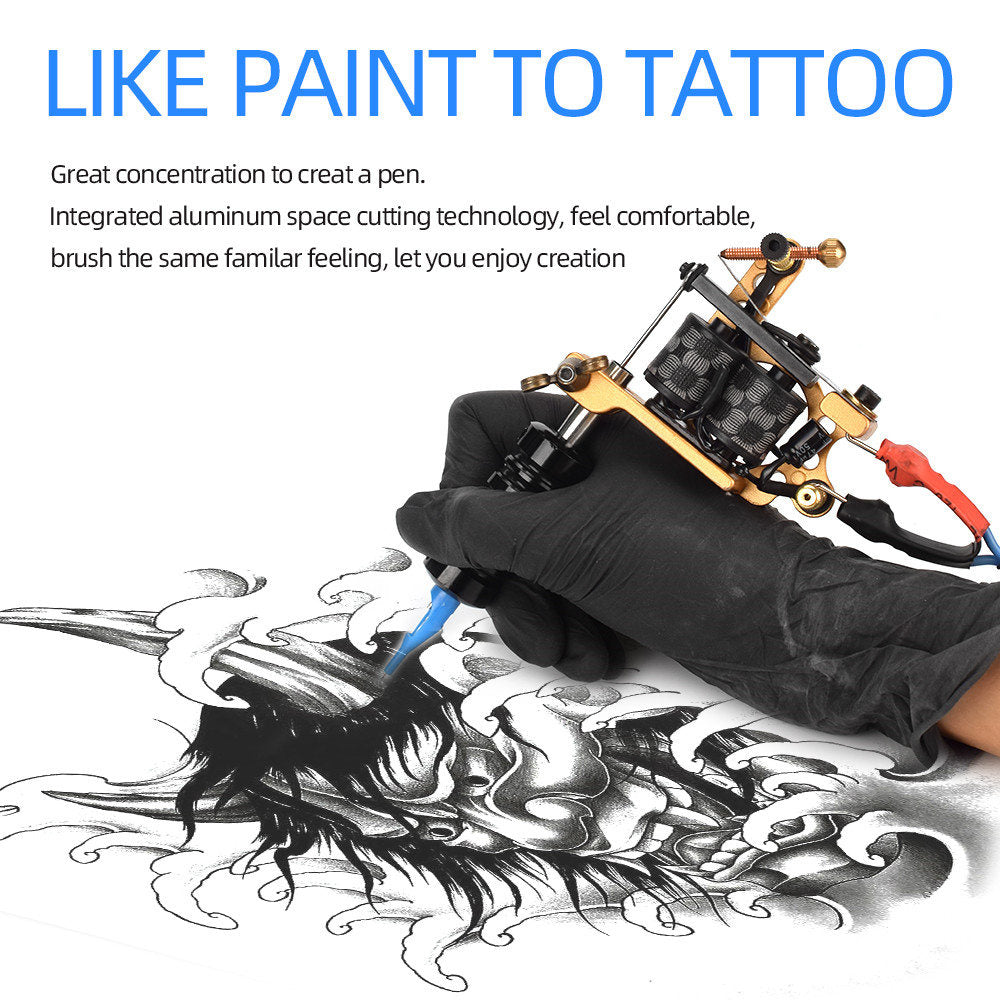 ATOMUS Tattoo Coil Machine Gun 10 Wraps Coil Liner Shader Aluminium Alloy Frame for Tattoo Beginners Starters