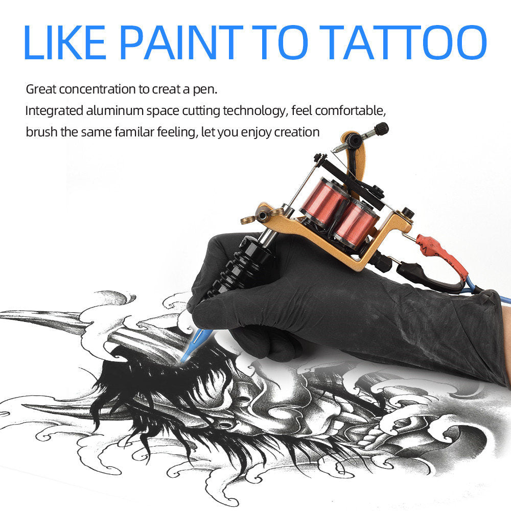 ATOMUS Tattoo Coil Machine Gun 10 Wraps Coil Liner Shader Aluminium Alloy Frame for Tattoo Beginners Starters