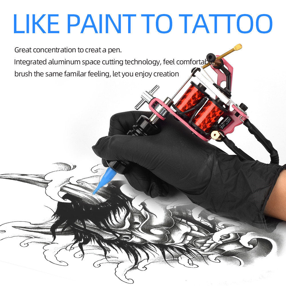 ATOMUS Tattoo Coil Machine Gun 10 Wraps Coil Liner Shader Iron Frame for Tattoo Beginners Starters