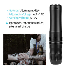 ATOMUS Wireless Tattoo Gun Cartridge Pen Strong Motor 2000mAh Power Supply Digital LED Display Professional for Tattoo Artist Replace the Tattoo Grip and RCA Interface Converter