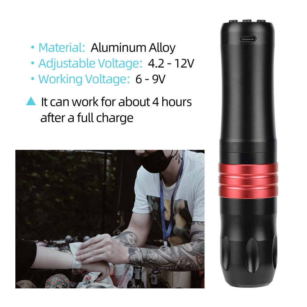 ATOMUS Wireless Tattoo Gun Cartridge Pen Strong Motor 2000mAh Power Supply Digital LED Display Professional for Tattoo Artist Replace the Tattoo Grip and RCA Interface Converter