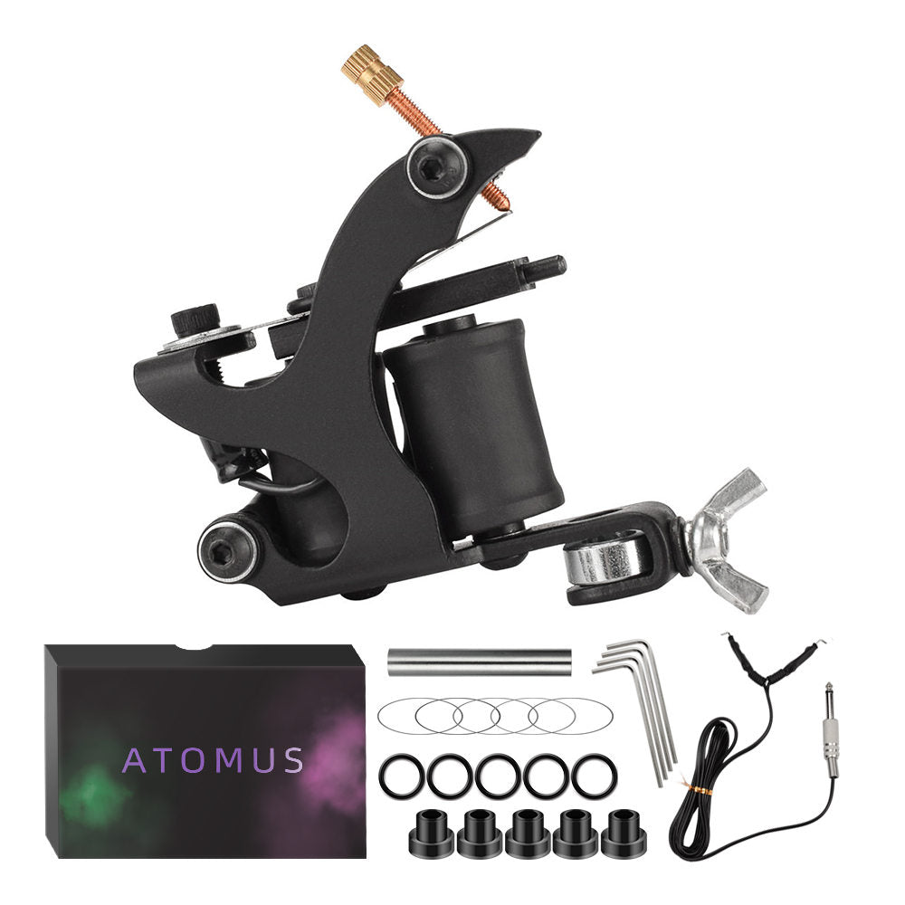 ATOMUS Tattoo Coil Machine Gun 8 Wraps Coil Liner Shader Zinc Alloy Frame for Tattoo Beginners Starters