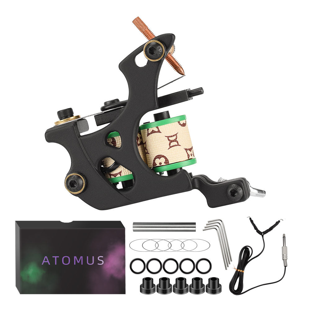 ATOMUS Tattoo Coil Machine Gun 8 Wraps Coil Liner Shader Iron Frame for Tattoo Beginners Starters