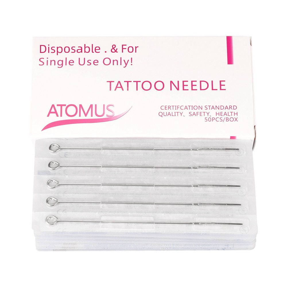 ATOMUS Tattoo Traditional Needle + Tattoo Tips RL or RS + DT Mix 100pcs #12 0.35mm