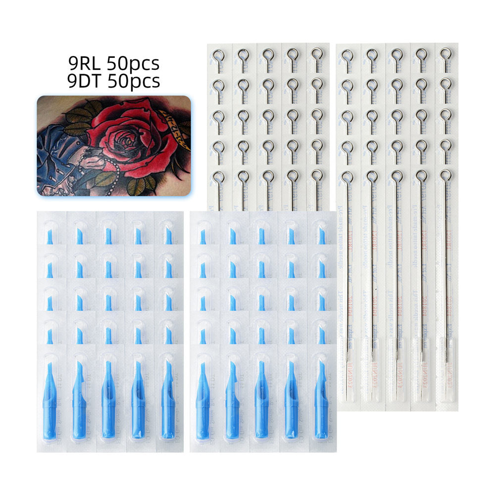 ATOMUS Tattoo Traditional Needle + Tattoo Tips RL or RS + DT Mix 100pcs #12 0.35mm