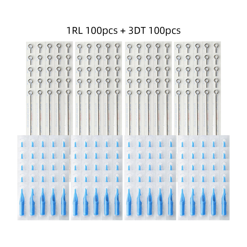 ATOMUS Tattoo Traditional Needle + Tattoo Tips RL or RS + DT Mix 200pcs #12 0.35mm