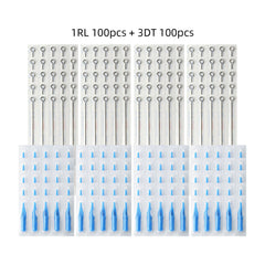 ATOMUS Tattoo Traditional Needle + Tattoo Tips RL or RS + DT Mix 200pcs #12 0.35mm