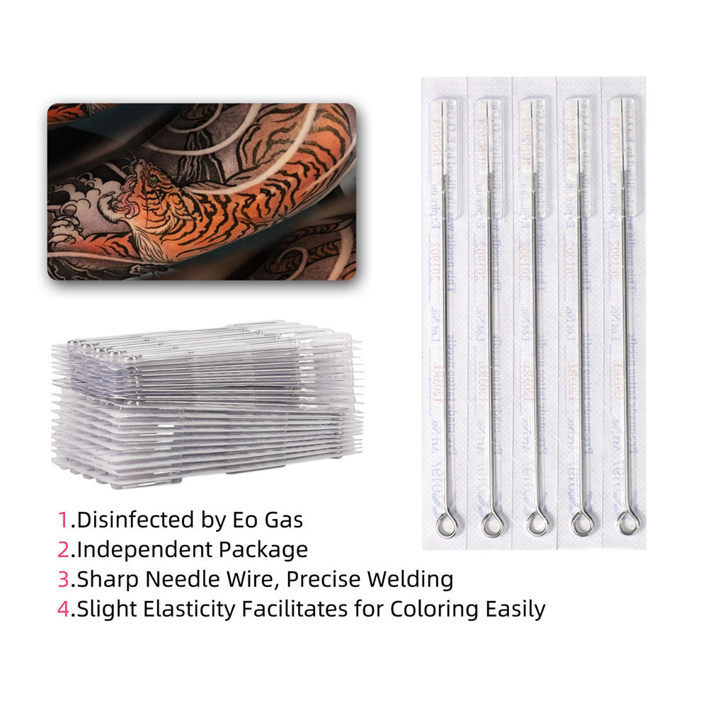 ATOMUS Tattoo Traditional Needle + Tattoo Tips RL or RS + DT Mix 200pcs #12 0.35mm