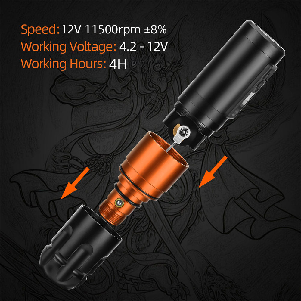 ATOMUS Coreless Motor Wireless Tattoo Gun 2 Batteries 1200mAh Power Supply Number LED Display Professional for Tattoo Artist