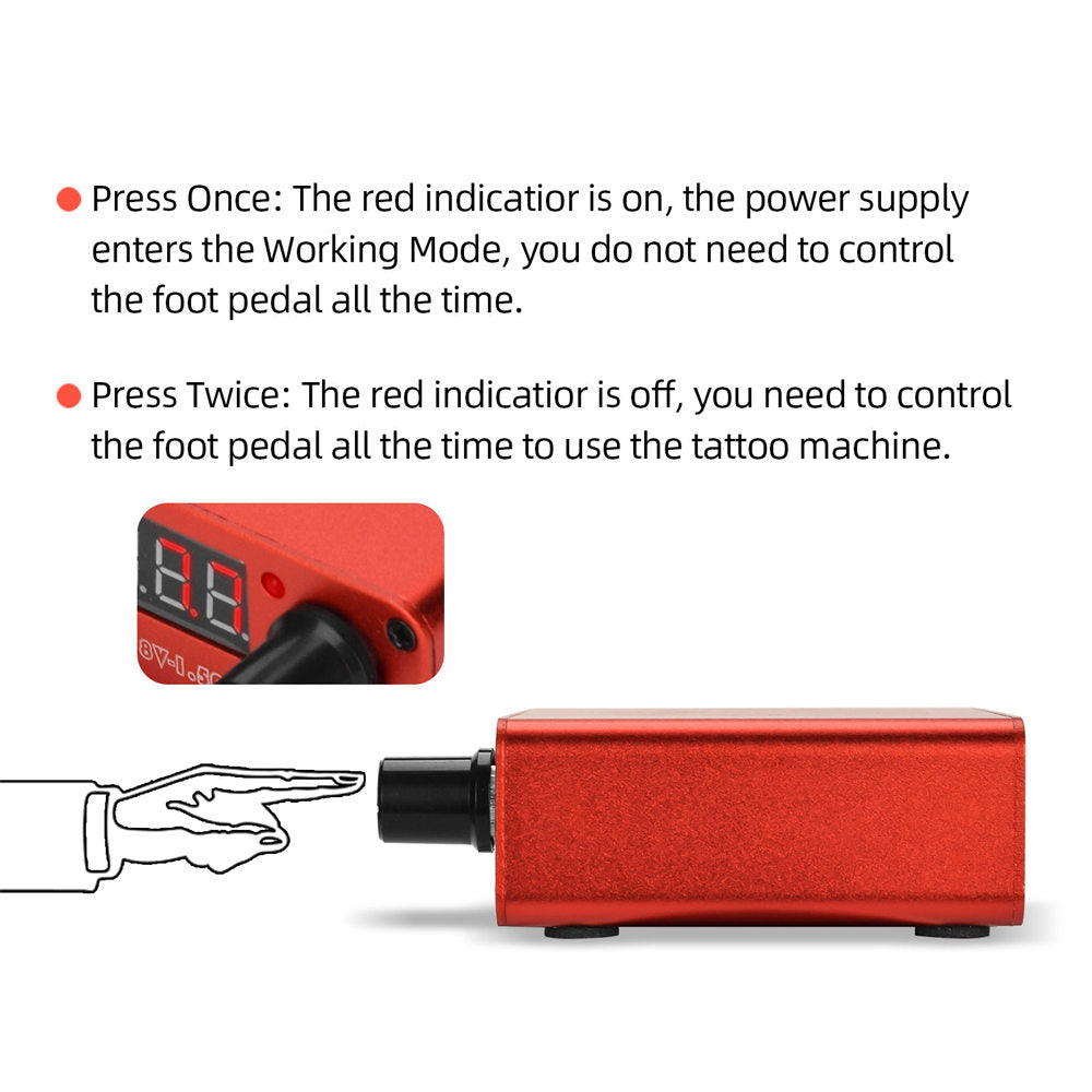 ATOMUS Tattoo Power Supply Color LED Foot Pedal Reliable 1 Clip Cord
