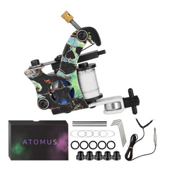 ATOMUS Tattoo Coil Machine Gun 10 Wraps Coil Liner Shader Iron Frame for Tattoo Beginners Starters