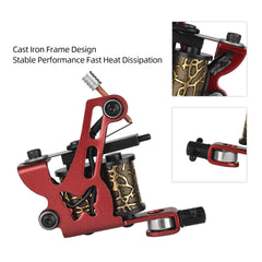 ATOMUS Tattoo Coil Machine Gun 10 Wraps Coil Liner Shader Iron Frame for Tattoo Beginners Starters