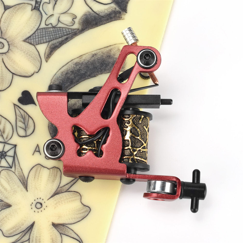 ATOMUS Tattoo Coil Machine Gun 10 Wraps Coil Liner Shader Iron Frame for Tattoo Beginners Starters