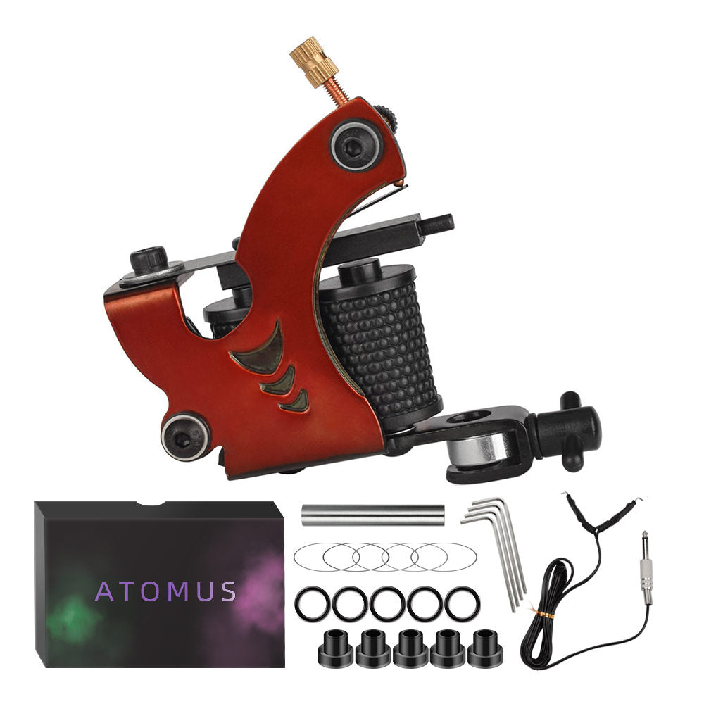 ATOMUS Tattoo Coil Machine Gun 10 Wraps Coil Liner Shader Iron Frame for Tattoo Beginners Starters