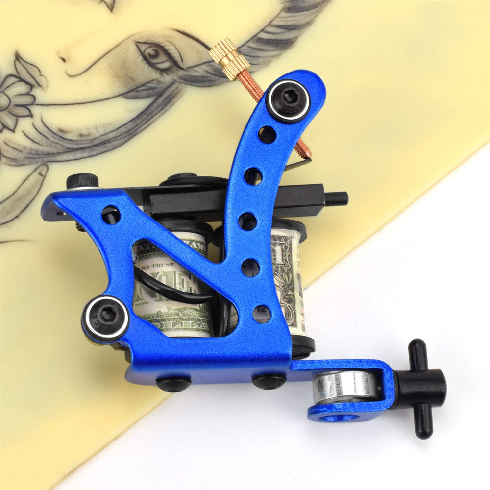 ATOMUS Tattoo Coil Machine Gun 10 Wraps Coil Liner Shader Iron Frame for Tattoo Beginners Starters