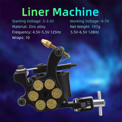 ATOMUS Tattoo Coil Machine Gun 10 Wraps Coil Liner Shader Zinc Alloy Frame for Tattoo Beginners Starters