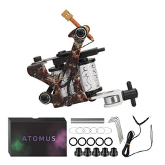 ATOMUS Tattoo Coil Machine Gun 10 Wraps Coil Liner Shader Iron Frame for Tattoo Beginners Starters