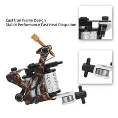 ATOMUS Tattoo Coil Machine Gun 10 Wraps Coil Liner Shader Iron Frame for Tattoo Beginners Starters