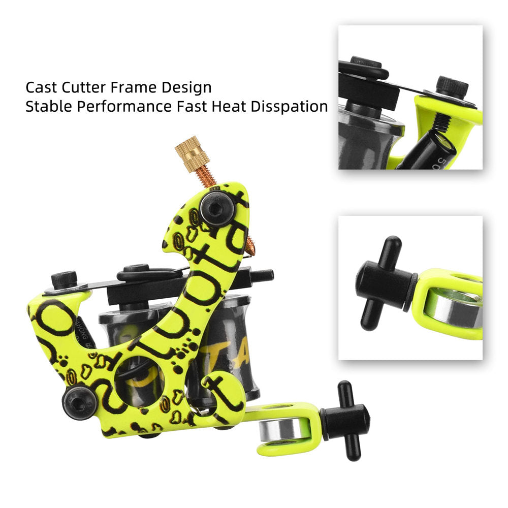 ATOMUS Tattoo Coil Machine Gun 8 Wraps Coil Liner Shader Iron Frame for Tattoo Beginners Starters