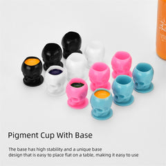 ATOMUS 200pcs Skull Tattoo Ink Cups - ABS Cups Disposable with Base for Makeup Pigment