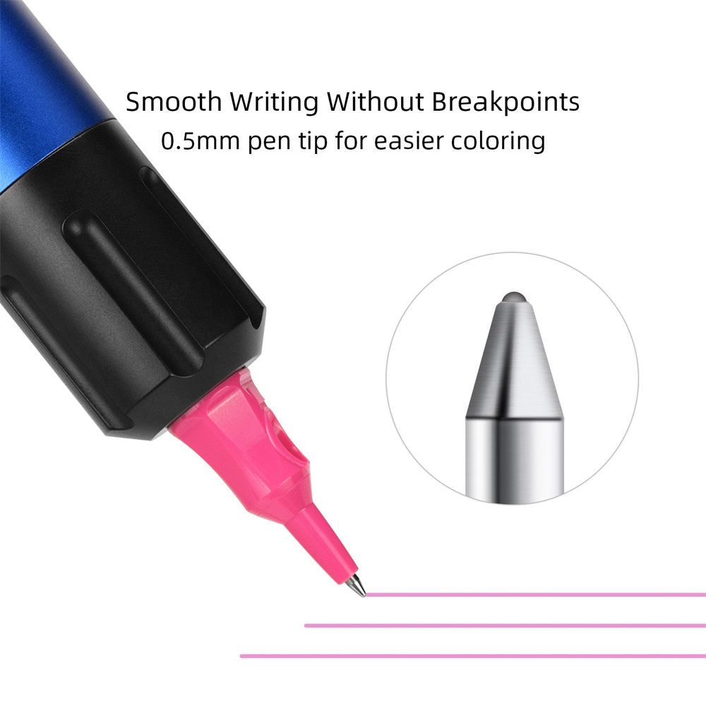 ATOMUS Pink 20pcs Tattoo Ballpoint Pen Cartridge Needles Retractable Ball Pen Cartridges for Dotwork Drawing Sketch Stippling Practice On Papers