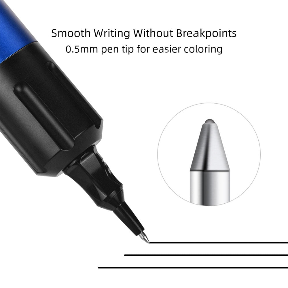 ATOMUS Black 20pcs Tattoo Ballpoint Pen Cartridge Needles Retractable Ball Pen Cartridges for Dotwork Drawing Sketch Stippling Practice On Papers