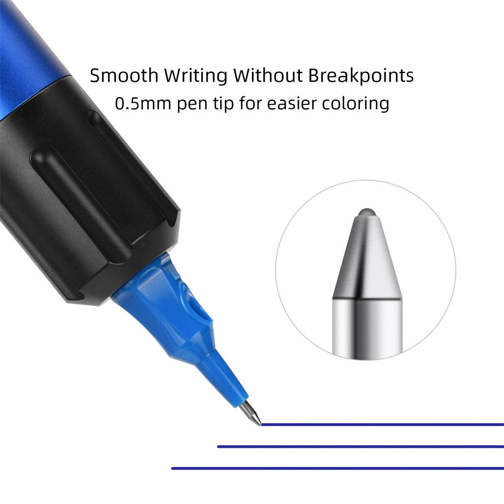 ATOMUS Blue 20pcs Tattoo Ballpoint Pen Cartridge Needles Retractable Ball Pen Cartridges for Dotwork Drawing Sketch Stippling Practice On Papers