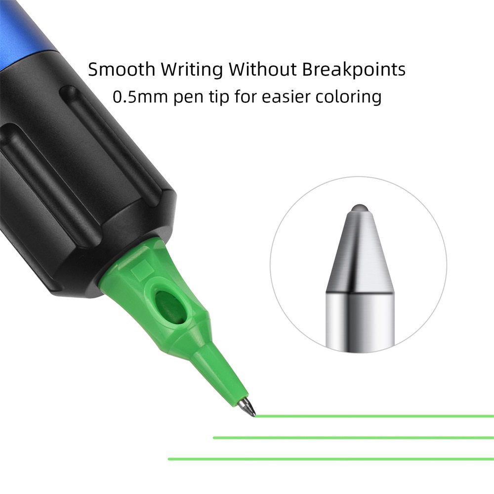 ATOMUS Green 20pcs Tattoo Ballpoint Pen Cartridge Needles Retractable Ball Pen Cartridges for Dotwork Drawing Sketch Stippling Practice On Papers