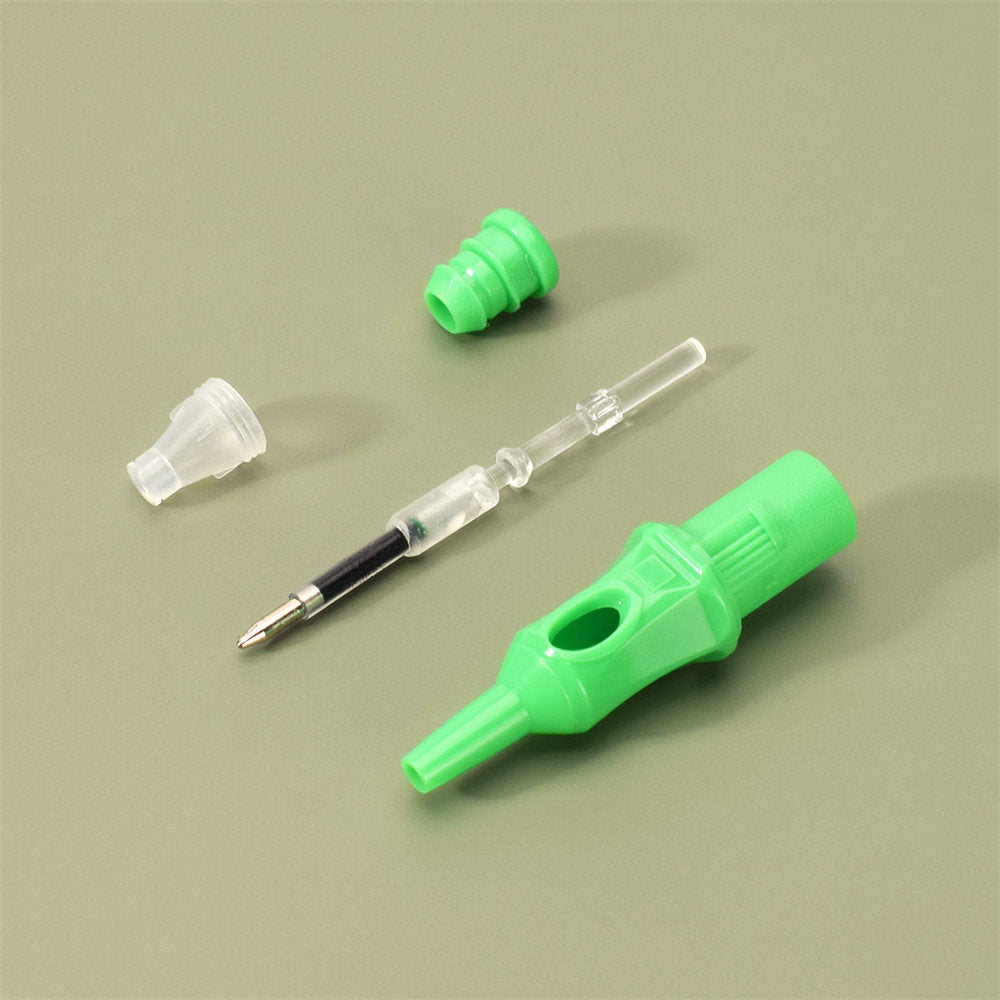 ATOMUS Green 20pcs Tattoo Ballpoint Pen Cartridge Needles Retractable Ball Pen Cartridges for Dotwork Drawing Sketch Stippling Practice On Papers