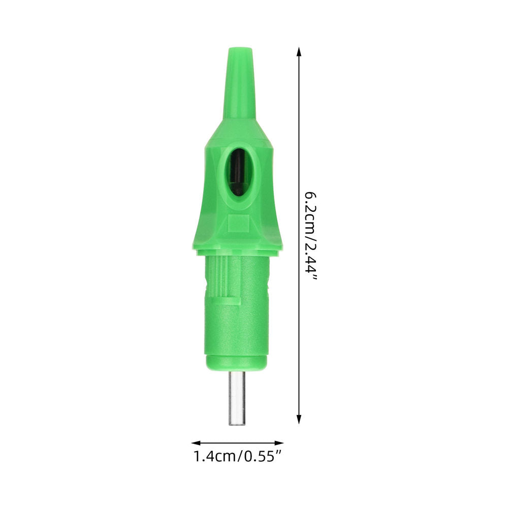 ATOMUS Green 20pcs Tattoo Ballpoint Pen Cartridge Needles Retractable Ball Pen Cartridges for Dotwork Drawing Sketch Stippling Practice On Papers