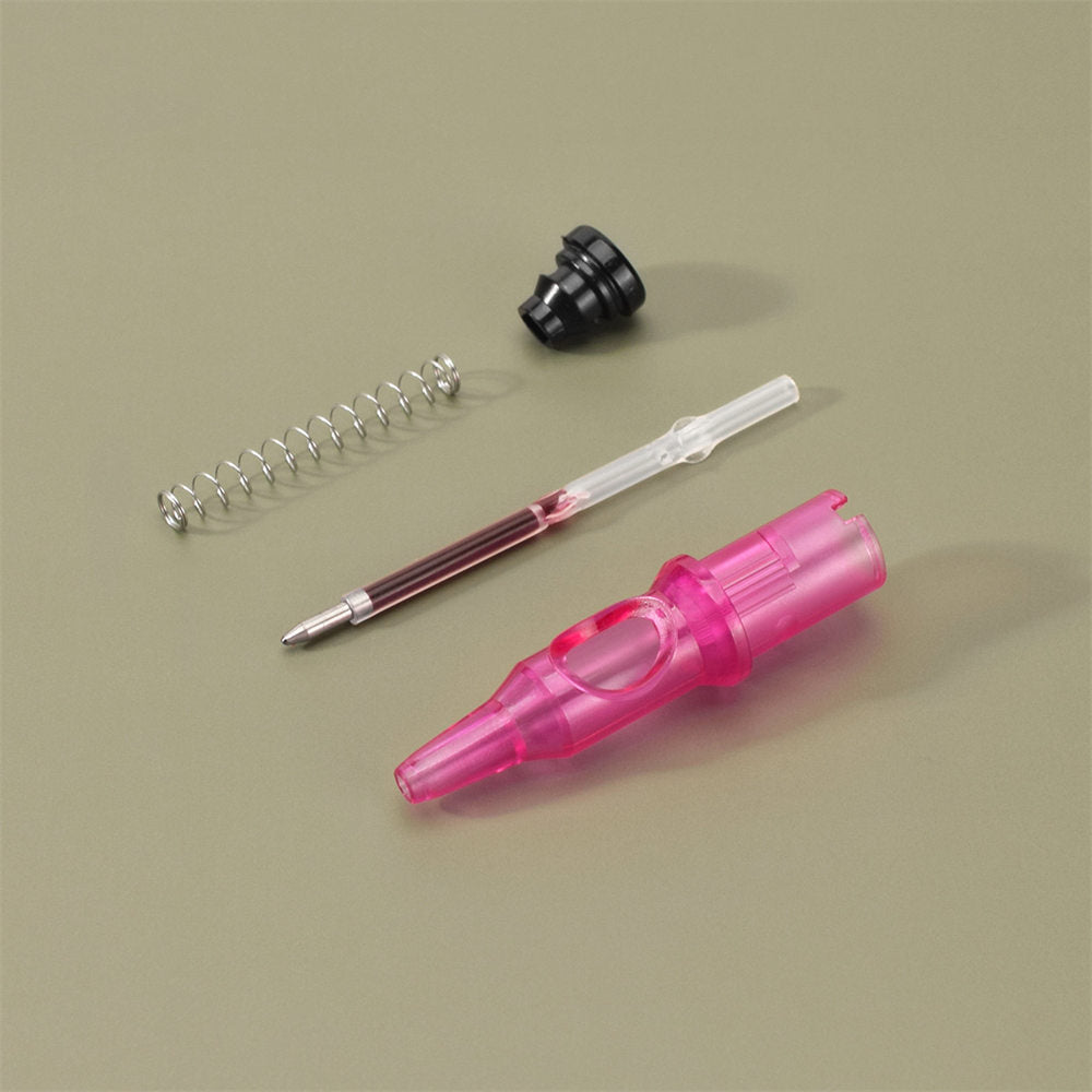 ATOMUS Tattoo Ballpoint Pen Cartridge Needles Pink Retractable Ball Pen Cartridges for Dotwork Drawing Sketch Stippling Practice On Papers