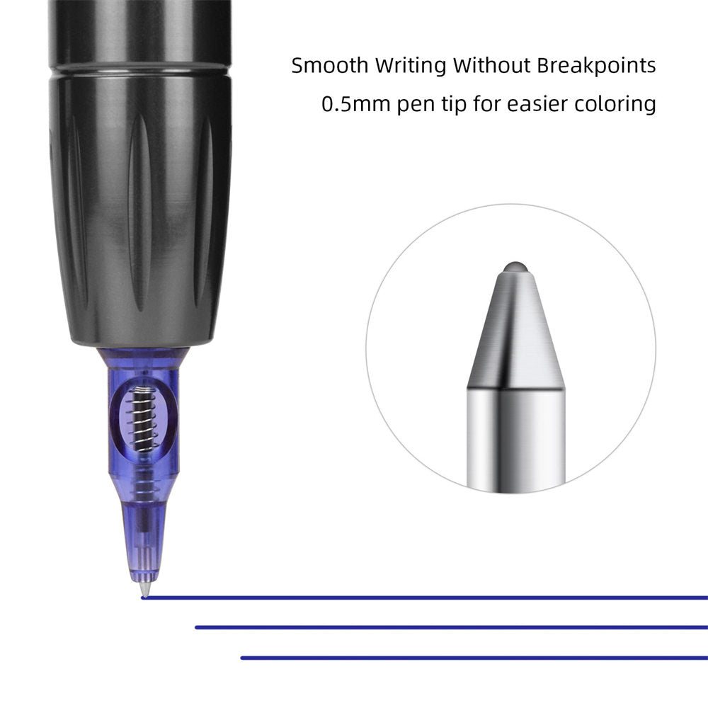 ATOMUS Tattoo Ballpoint Pen Cartridge Needles Blue Retractable Ball Pen Cartridges for Dotwork Drawing Sketch Stippling Practice On Papers