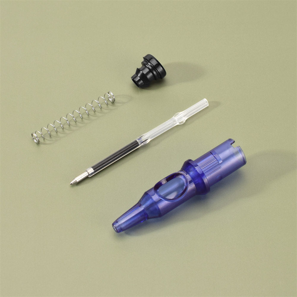 ATOMUS Tattoo Ballpoint Pen Cartridge Needles Blue Retractable Ball Pen Cartridges for Dotwork Drawing Sketch Stippling Practice On Papers