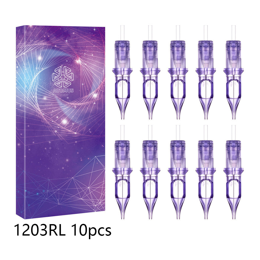 ATOMUS Tattoo Cartridge Needle 10pcs - Round Liners #12 0.35mm Purple RL Series