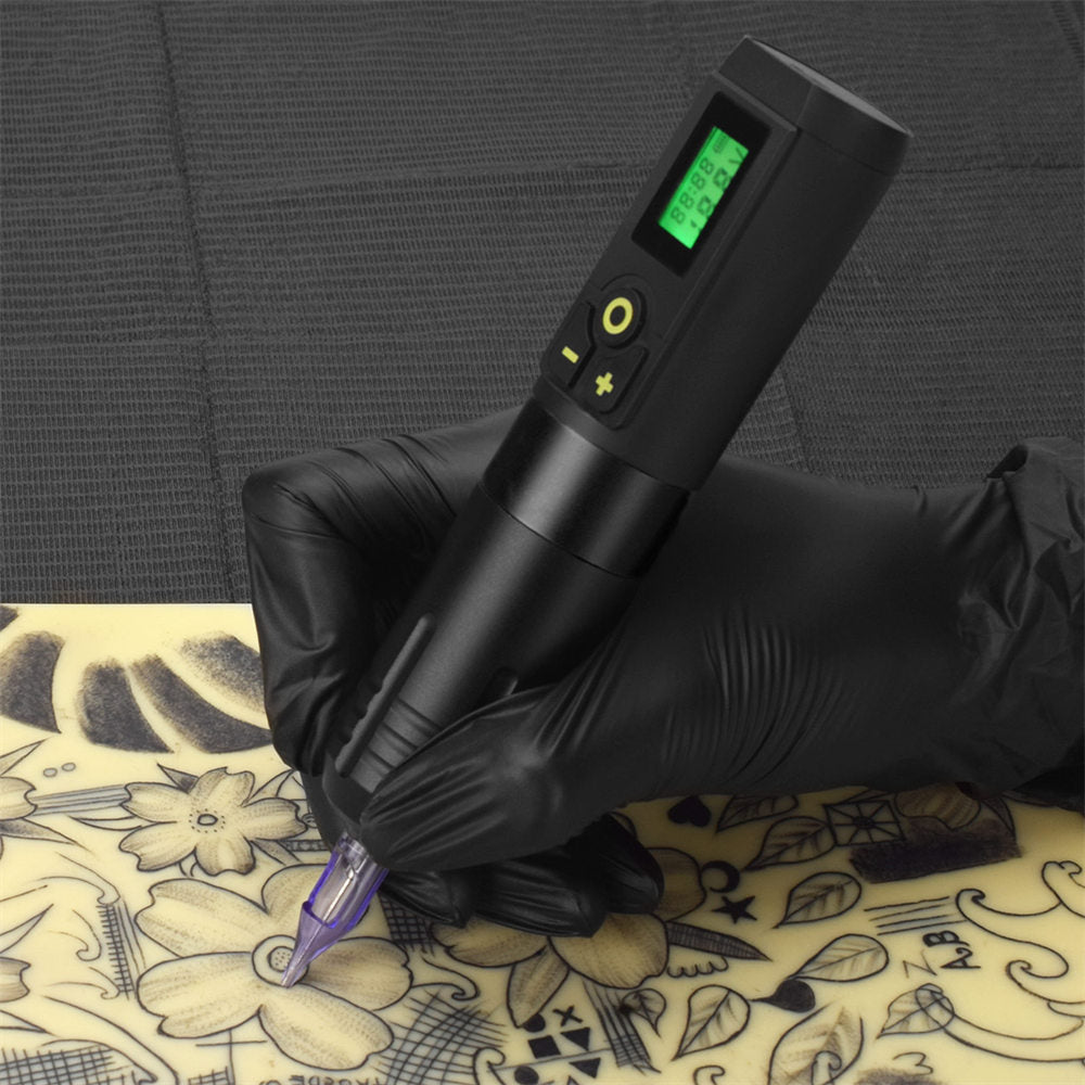 ATOMUS Wireless Tattoo Gun Cartridge Pen Strong Motor 1300mAh Power Supply Digital LED Display with Timer Professional for Tattoo Artist