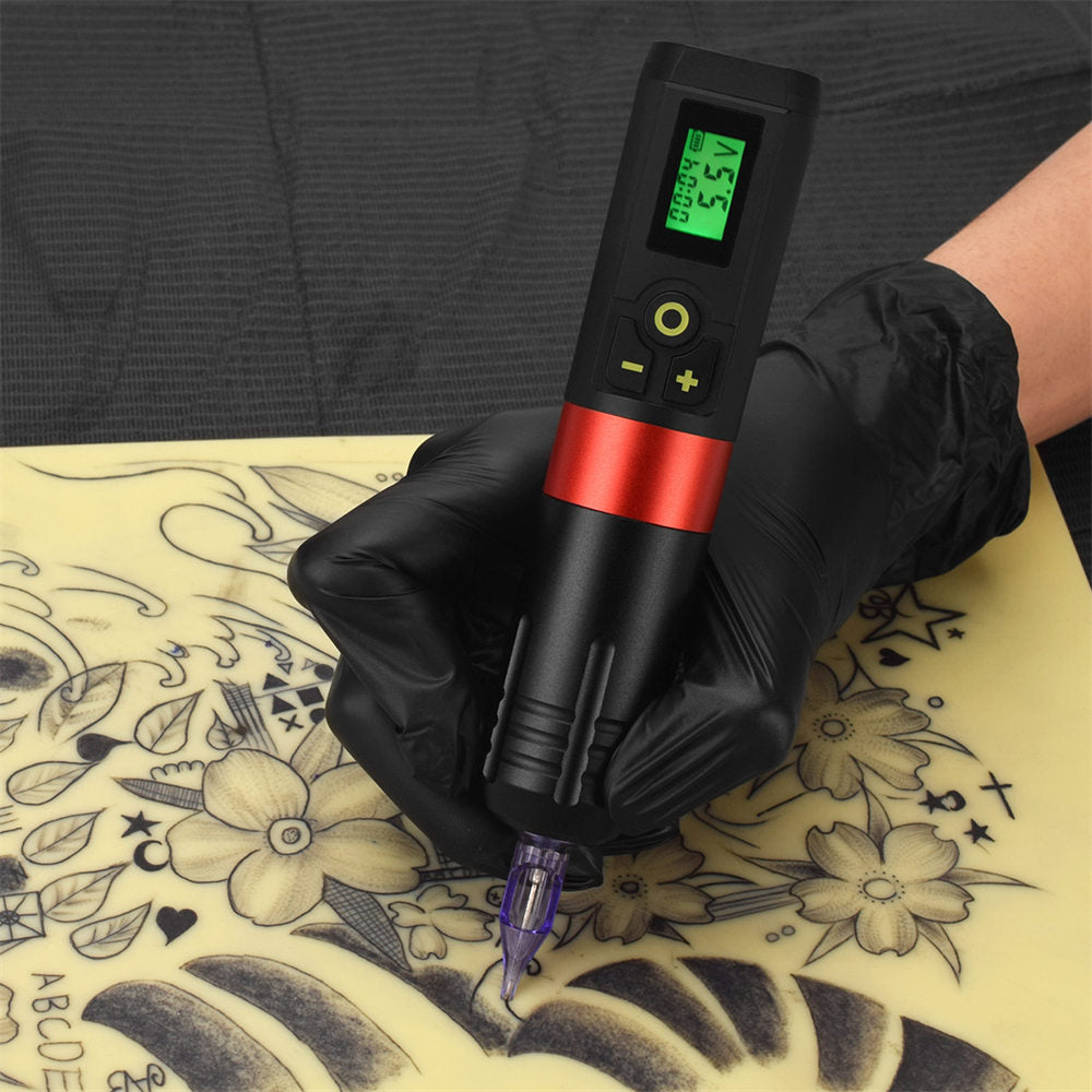 ATOMUS Wireless Tattoo Gun Cartridge Pen Strong Motor 1300mAh Power Supply Digital LED Display with Timer Professional for Tattoo Artist