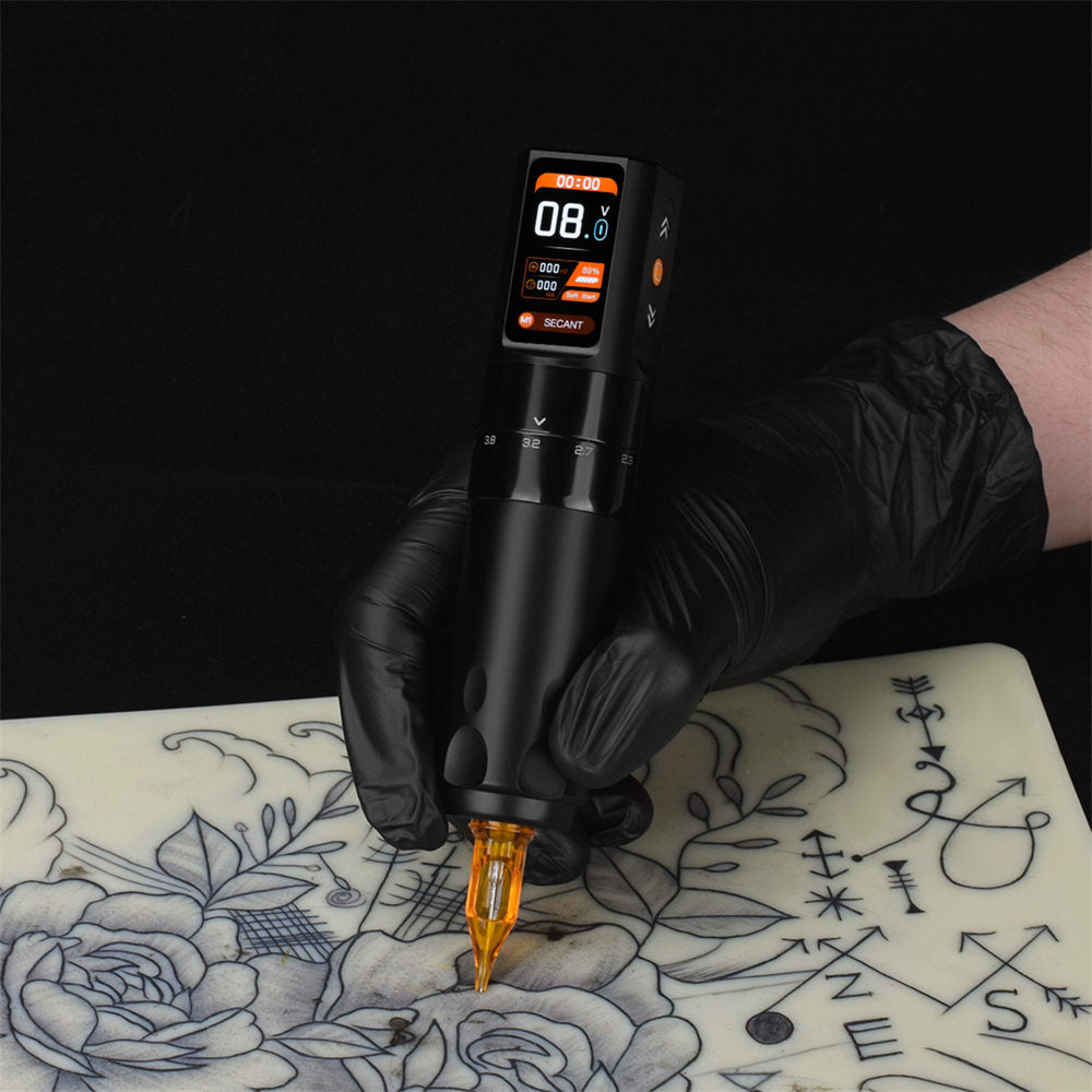 ATOMUS Multifunctional Wireless Tattoo Gun 2000mAh Power Supply Number LED Display Magnetic Attraction Interface with Timer Professional Strong Magnetic High-Speed Motor for Tattoo Artist