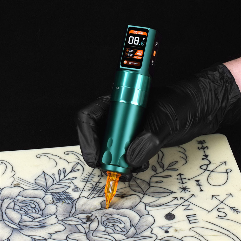 ATOMUS Multifunctional Wireless Tattoo Gun 2000mAh Power Supply Number LED Display Magnetic Attraction Interface with Timer Professional Strong Magnetic High-Speed Motor for Tattoo Artist